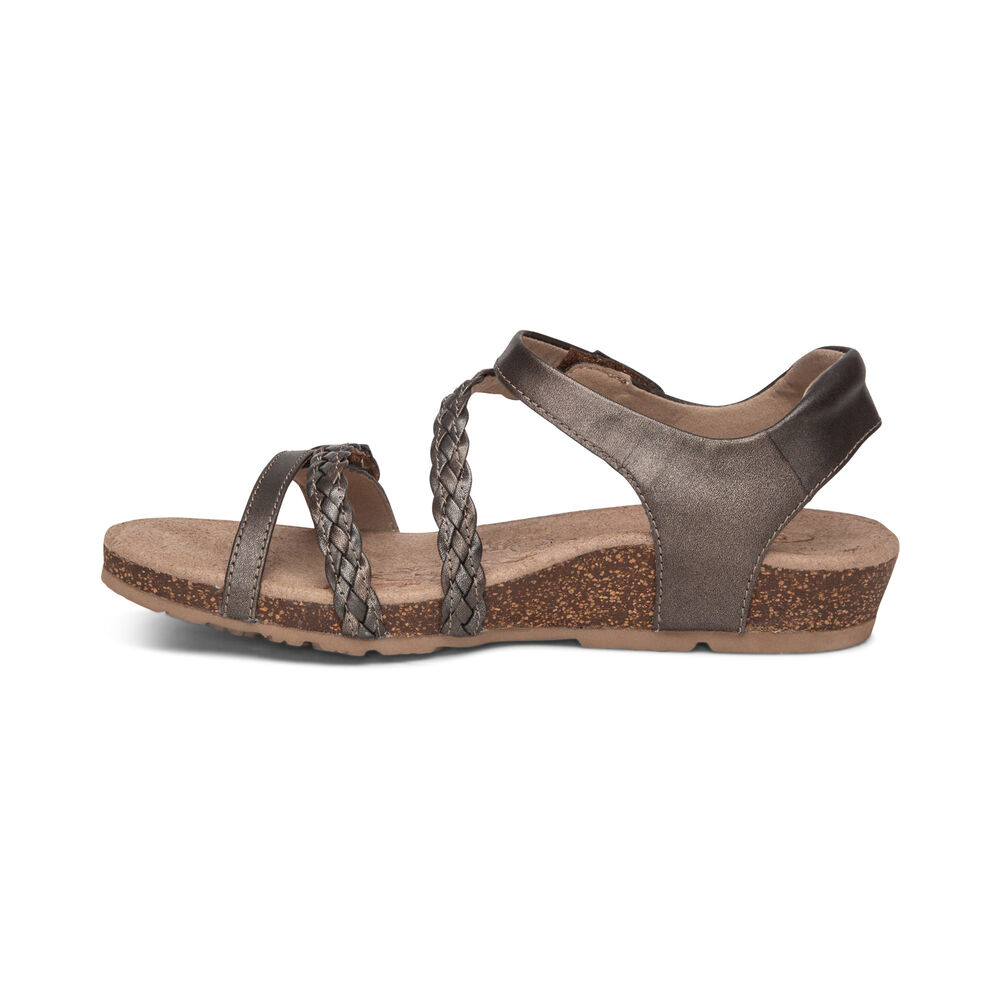 Aetrex Women's Jillian Braided Quarter Strap Sandals - Bronze | USA RJC5WE8